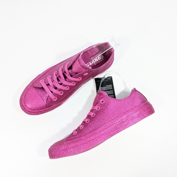 Converse CTAS OX Fuchsia Red Glitter Sneaker NIB - Picture 2 of 7